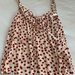 Billabong Cream and Red Floral Tank Top